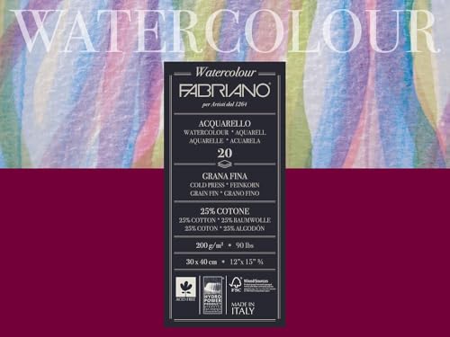 Fabriano Studio Watercolor Paper 200 g 30 x 40 cm White - size: 30 x 40 cm