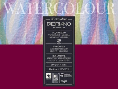 Fabriano Studio Watercolor Paper 200 g 30 x 40 cm White - size: 30 x 40 cm