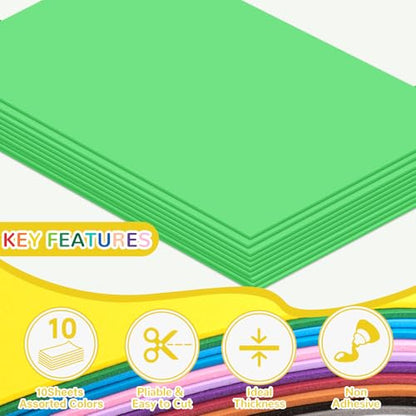 10 Pack Eva Foam Sheets Craft 8 x 12 inch (Green) - color: Green
