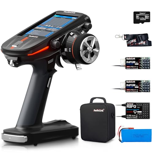 ATA HOBBY Radiolink RC8X 8CH RC Transmitter and R8FG&2pcs R4FGM v2.1Gyro Receivers, 4.3" Full Color IPS Touch Screen, 600m Long Range, 200 Models for RC Crawler Drifting Cars Boats