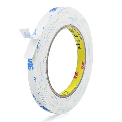 3M Double Sided Tape 0.39in x 16.5ft, Mounting Tape Heavy Duty, Picture Hanging Strips, Strong Adhesive PE Foam Tape - size: 0.39in x 16.5ft