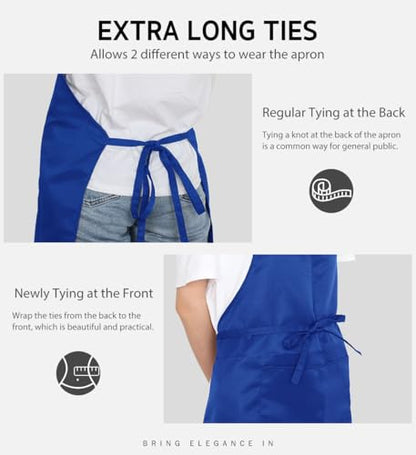 Syntus Apron for Men Women, Adjustable Cooking Kitchen Apron with 2 Pockets - color: Blue, style: 2 Polyester