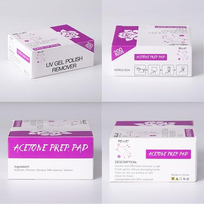 GELLEN Nail Cleanser Pads and Polish Remover Pads 400 Pack with Tools - size: 402PCS (Remover Pads Included)