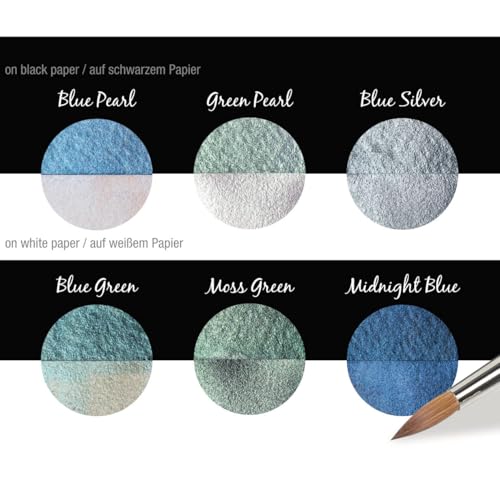 Coliro Pearlcolors Watercolor Set, Ocean, 6 x 30 mm Pans