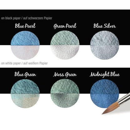 Coliro Pearlcolors Watercolor Set, Ocean, 6 x 30 mm Pans
