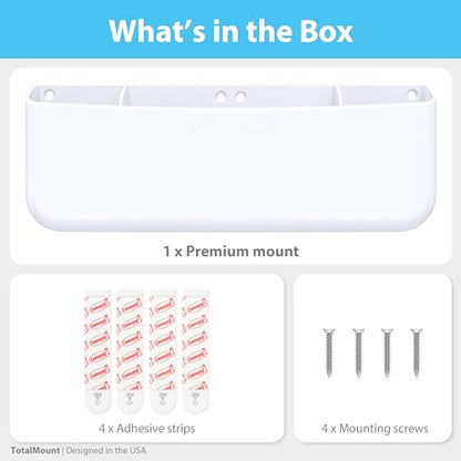 TotalMount Drop-Free Remote Holder – Removable Adhesive Strips – Pro White - color: For 5 or 6 Remotes – Premium White