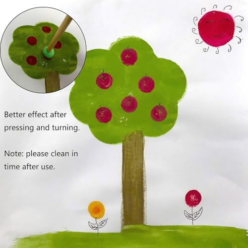 WAFJAMF 60 Pcs Round Sponges Brush Set 4 Sizes DIY Painting Tools Green - color: Green