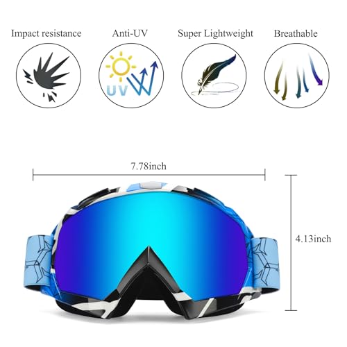 Dirt Bike Goggles 2 Pack - MX Goggles for ATV, Dirtbike, Motocross - color: Camo Blue Frame+black Farme(blue+clear)