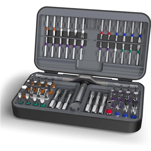 66 in 1 Magnetic Screwdriver Set, S2 Steel Bits Ratchet Screwdriver Tool Set, Portable Repair Tool Kit for Furniture, Computer, Bicycle, Electronics – Gift for Men Dad - size: 66pcs