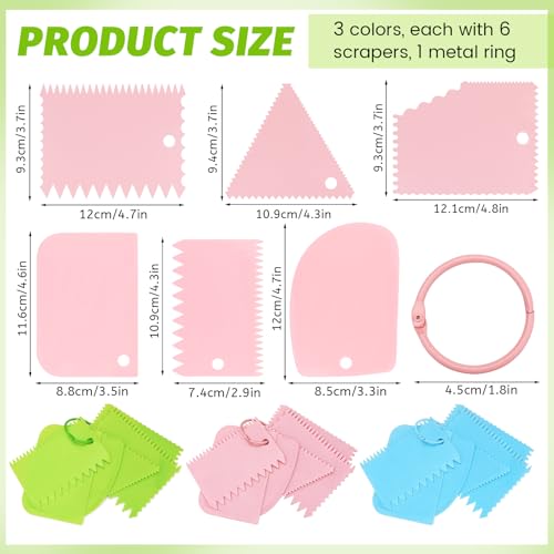 18 PCS Plastic Textured Art Supplies Kit with 3 Rings, Cake Scraper - color: 3 Colors