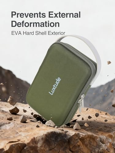 Luxtude Hard EVA Case with Foam, Hard EVA Shockproof Camera Organizer Case - color: Green, size: Small