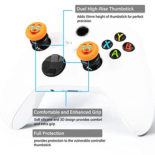 FPS Thumbstick Extender &Texture Rubber Silicone Grip Cover 2 Sets for Xbox Series X/S & Xbox One Controller(Joker Orange) - color: jk orange