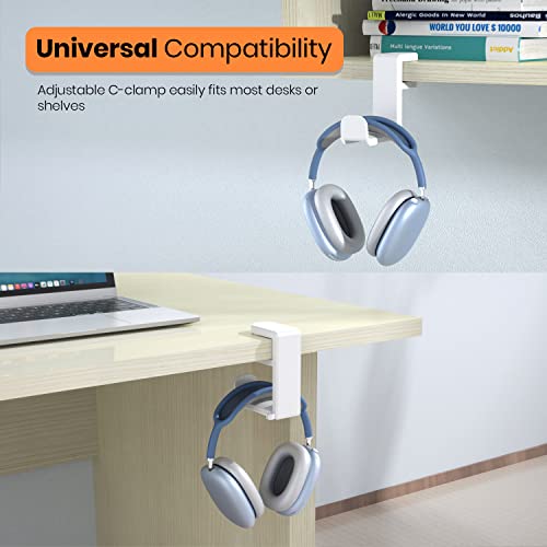EURPMASK 3-in-1 Rotating Headphone Stand w/2 Detachable Controller Holders - color: Gaming Combo White 1 Pack