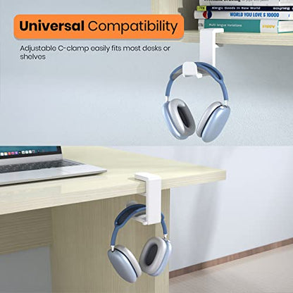 EURPMASK 3-in-1 Rotating Headphone Stand w/2 Detachable Controller Holders - color: Gaming Combo White 1 Pack