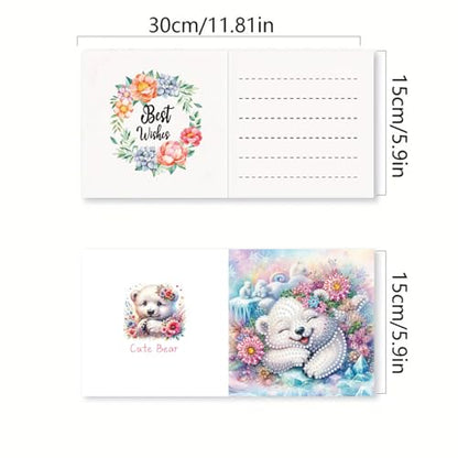 DDGYP 6 Pack Diamond Art Cards with Envelopes, 5.9x5.9 Inch Folded - color: Bear