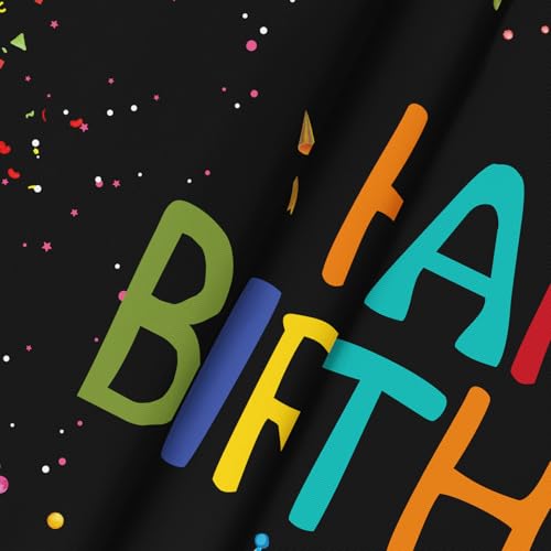 Horaldaily Black Birthday Tablecloth, 60x60 Inch Round - color: Black, size: 60" (Round)