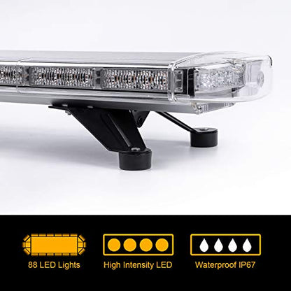 ASPL 47" 88 LED High Intensity Low Profile Roof Top Strobe Light Bar Emergency Warning Strobe Lights for Tow Truck Construction Vehicles (Amber) - color: Amber