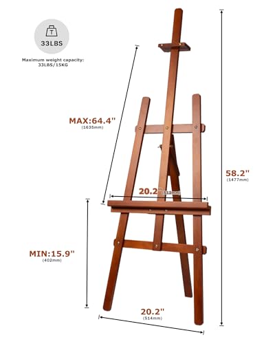 DJAR Wooden Painting Art Easel Stand for Adults, Tool-Less Assembly, Walnut - color: Walnut