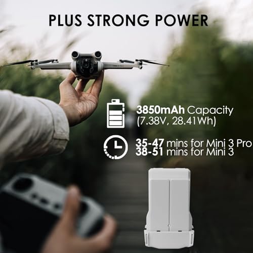 Mini 3/3 Pro/4 Pro Battery Plus 2 Pack, 3850mAh-7.38V Intelligent Flight Replacement Batteries for DJI Mini 4 Pro/3 Series （45-51 Mins of Max Flight time） - size: 2 Pack