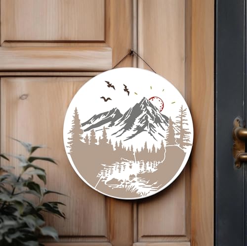 Mountain Tree Stencils for Painting Forest Animal Stencils for Wood Burning - style: Mountain
