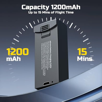 Battery & Charging Set for DEERC D20S Drone, Replacement Rechargeable Battery with USB Cable, Extend Flight Time up to 15 Minutes per Battery for Longer Fun