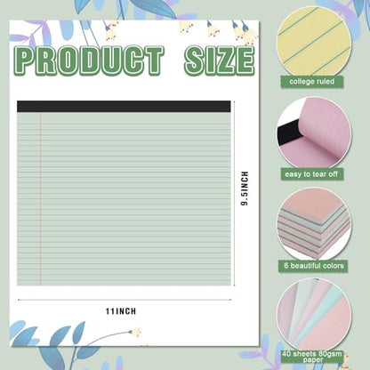 Lincia 6 Pcs Legal Pads Landscape Notebook, Boho Color - color: Boho Color