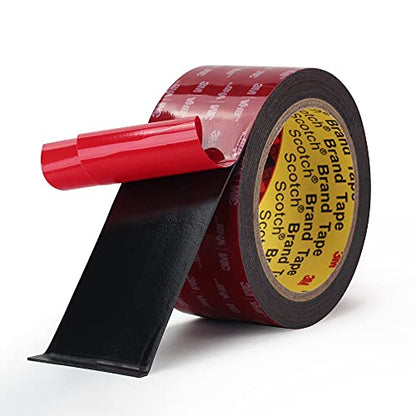 Black Double Sided Foamided Foam Tape, 2 in x 10 ft Waterproof Adhesive - size: 2" × 10ft