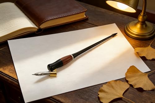 Wood Calligraphy Oblique Dip Pen Holder Set - color: Black