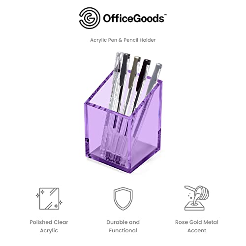 OfficeGoods Acrylic Pen and Pencil Holder, Purple - color: Purple