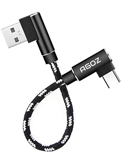 AGOZ 6 inch 90 Degree Right Angle Elbow USB A to USB C Cable Cord for DJI MAVIC PRO AIR, DJI OM 4, OM 5 Drone Remote Controller RC to USB A to USB C (Samsung Galaxy Note 20, S26 S25 S24 S23, S22, S21)