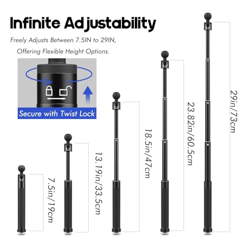 29" Adjustable Kayak Camera Mount with Infinitely Extendable Stand, Kayak Sports Camera Mounting Compatible with GoPro and 1/4" Threaded Cameras - style: camera mount with pole