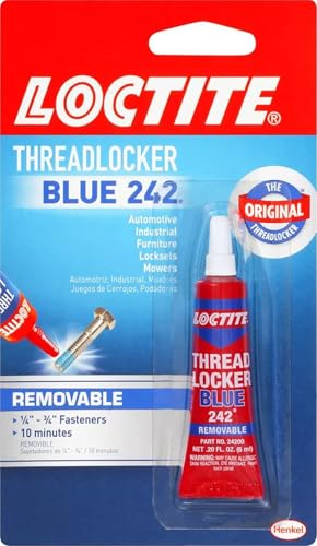 Loctite Threadlocker Blue 242 - Removable Thread Lock Glue for Nuts, Bolts, & Fasteners, Medium Strength Screw Glue to Prevent Loosening & Corrosion - 6 ml, 1 Pack - size: 1 Pack, style: Blue (Removable)