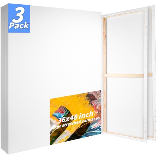Oleitodh 3 Pack Stretched Canvas 48x36 Inch Large Cotton Painting Canvas - size: 36" x48"-3 Pack