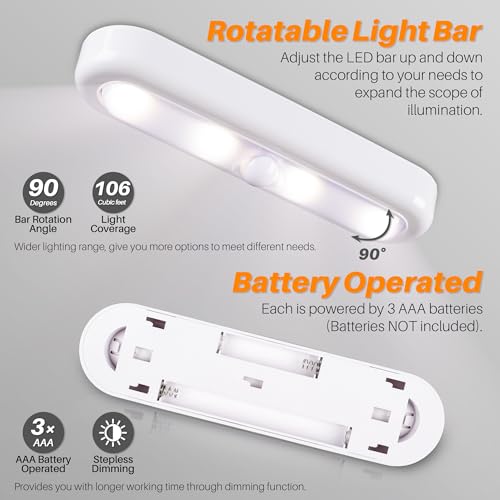 STAR-SPANGLED 7” Dimmable LED Stick on Push Tap Lights AAA Battery, 3 Pack - color: 3 Color Modes & Dimmable, size: 7 inch, Push Control (3 Pack)