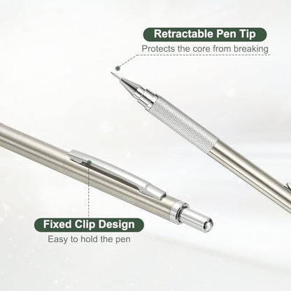 PATIKIL 2Pcs Mechanical Pencil 0.9mm, Lead Pencils Mechanical Holder,Silver - color: Silver