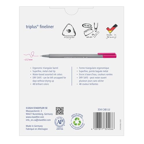 STAEDTLER Fineliner triplus Writing Pens - 48 Count Fiber Tip Pens - style: 48 Colors