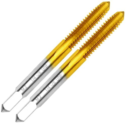 2Pcs 1/4"-28 UNF Thread Tap for Metal,1/4"-28 M2 HSS Thread Milling Tap - size: 1/4"-28UNF - 2Pcs