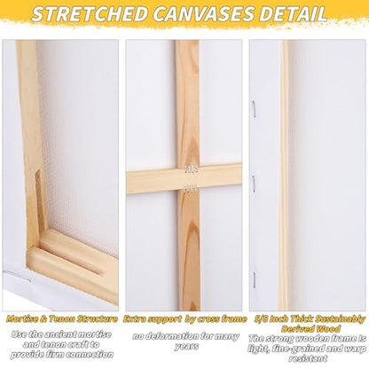 Oleitodh 4 Pack Stretched Canvas 30x40 Inch 100% Cotton Painting Canvas - size: 30" x40"-4 Pack