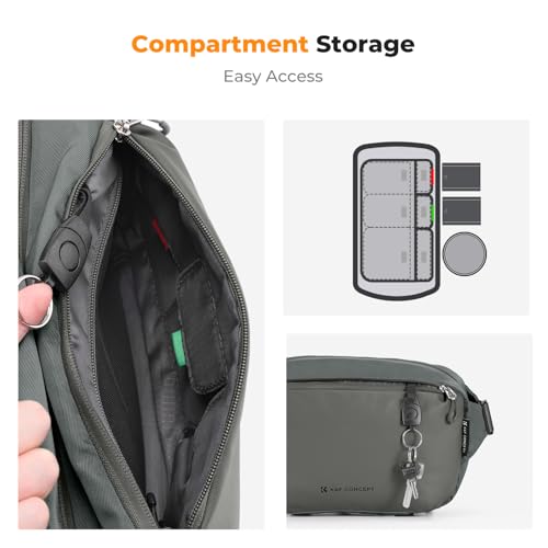 K&F CONCEPT 2 in 1 Camera Sling Bag, Everyday Shoulder Bag - color: 07 Cyan Grey Medium