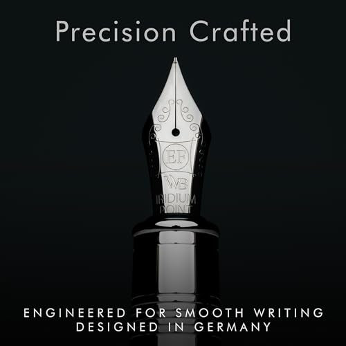 Wordsworth & Black Majesti Fountain Pen Set for Writing, Extra Fine Nib - color: Checked Chrome, style: Extra Fine Nib