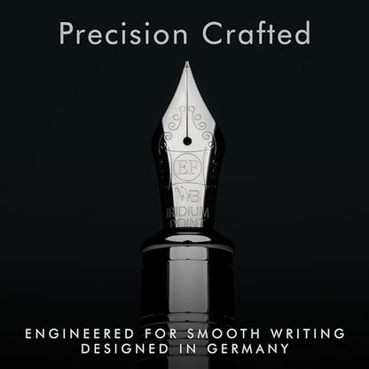 Wordsworth & Black Majesti Fountain Pen Set for Writing, Extra Fine Nib - color: Checked Chrome, style: Extra Fine Nib