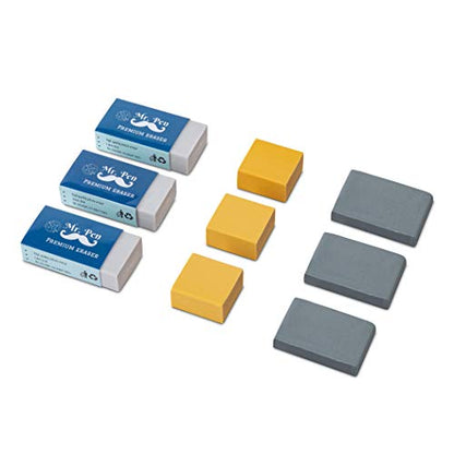 Mr. Pen- Art Eraser Set, 9 Pack, 3X White Vinyl Latex-Free