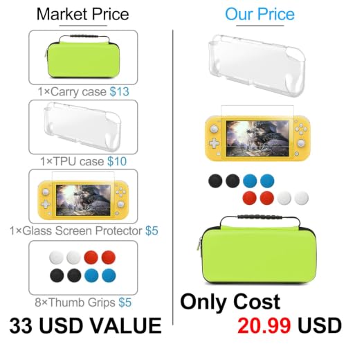 YUANHOT Carry Case & TPU Cover for Switch Lite 2019 - Green - color: Green