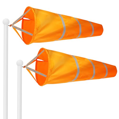 G128 - Orange Windsock Heavy Duty Printed 210D Wind Direction Measurement (Orange 30" 2PK) - color: Orange 30" 2pk