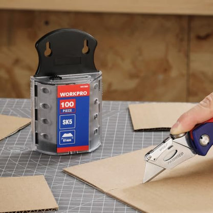 WORKPRO Utility Knife Blades, 100-Pack SK5 Steel Blades with Dispenser - style: 100 Pack