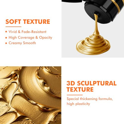 GOTIDEAL Metallic Gold Acrylic Paint, 8.45oz/250ml, Art Craft Paints - color: Gold