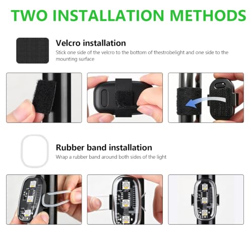 12Pcs Wireless LED Strobe Lights, 8 Colors 10 Kind of Lighting Effects USB Rechargeable Anti-Collision Warning Light, High Brightness LED Strobe Lights for Bike Car Drone Motorcycle Aircraft - color: 12pcs
