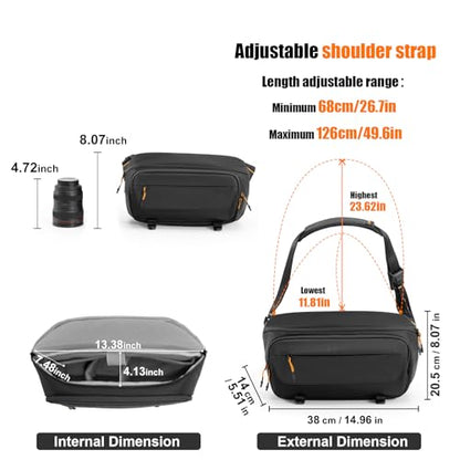 Cwatcun Camera Sling Bag, DSLR Compact Camera Shoulder Bag Crossbody - size: Large