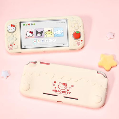 Kuitmor Switch Lite Protective Case,Soft Silicone Protective Shell,Anti-Scratch Protective Cover Case for Switch Lite with 2 Thumb Grip Caps（Beige Hello Kitty） - color: Beige Hello Kitty