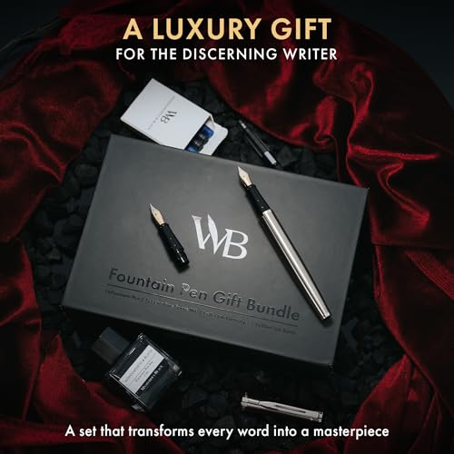 Wordsworth & Black Fountain Pen Gift Set, Medium & Extra Fine Nib, Silver - color: Silver Chrome